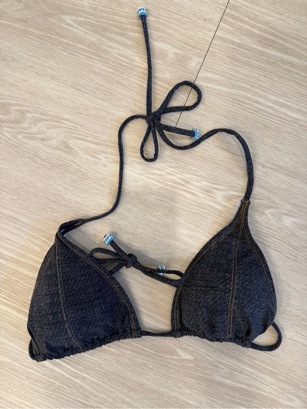 Pilyq Dark Denim Triangle Bikini Top